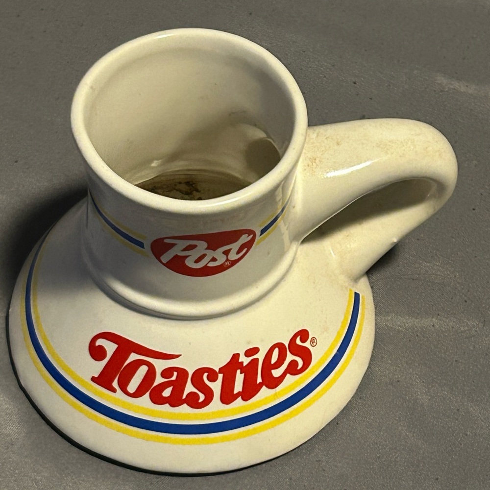 Vintage 80's Post Toasties Coffee Mugs Made Taiwan Glazed Ceramic
